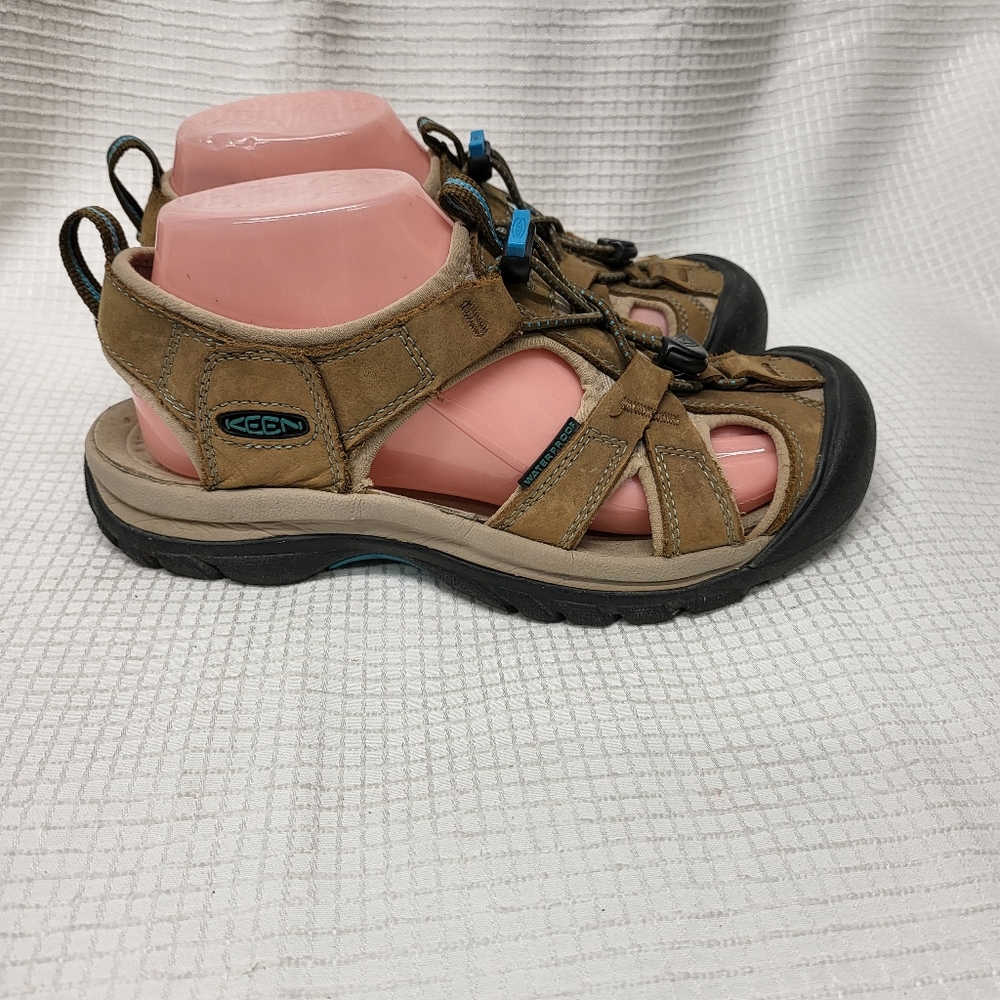 Keen Women's  Venice Sandal Brown Leather Waterproof Hiking Water - Picture 6 of 8